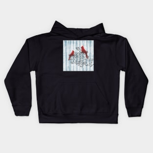 Cardinal Bird Art, Spiritual Messengers Birds and Birch Trees, Snow & Cardinals Kids Hoodie